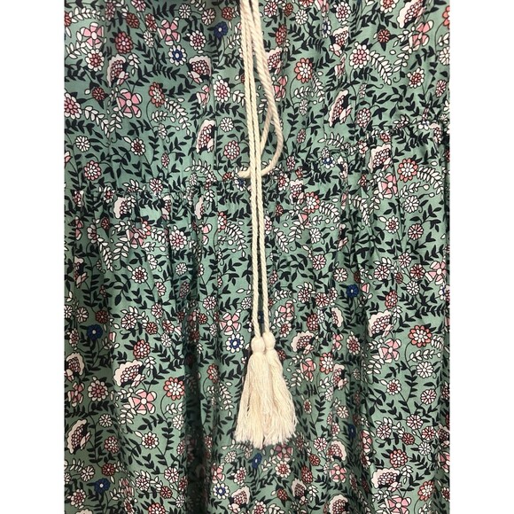 New Bloomchic Green Floral Print Maxi Dress Puff Sleeves Elastic Waist 22/24 - Picture 5 of 7